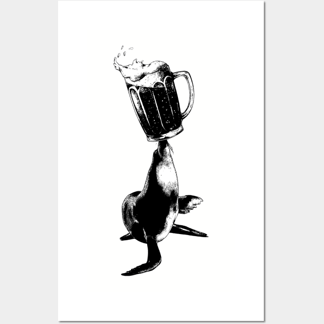 Balance Beer-Seal-Animal-Booze-Mug Wall Art by StabbedHeart